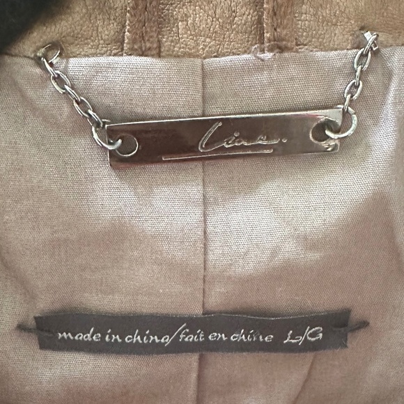 LINE Light Brown Textured Lambskin Motorcycle Jacket - Size L - Picture 9 of 12